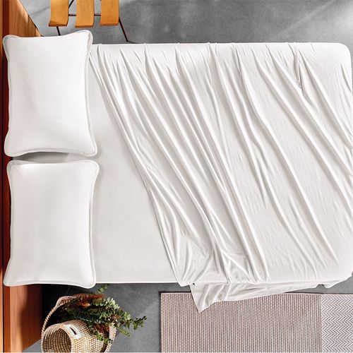 Jogo de Cama Queen 4 peças Altenburg Malha Fio Penteado Branco