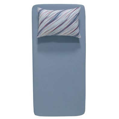 Jogo de Cama Solteiro King 2 peças Altenburg Malha Fio Penteado 100% Algodão Casual Blue