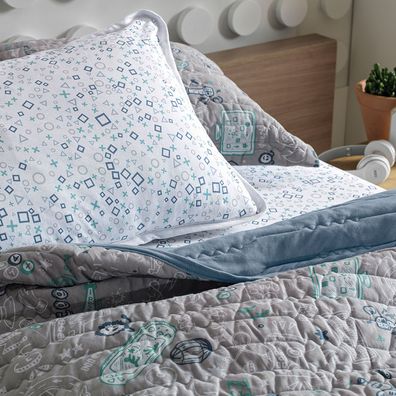 Jogo de Cama Solteiro Altenburg Mundo Kids Malha Fio Penteado Digital