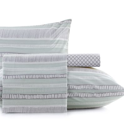 Jogo de Cama Casal 4 Peças Altenburg 100% Algodão Aqua Gray