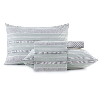 Jogo de Cama Casal 4 Peças Altenburg 100% Algodão Aqua Gray