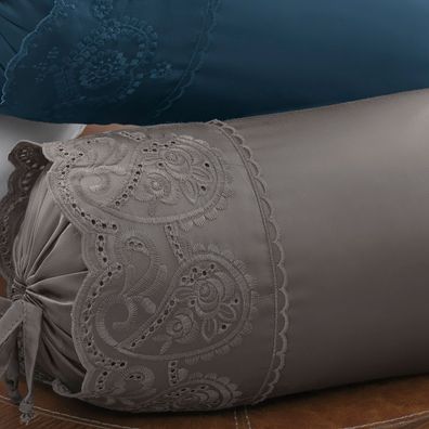 Almofada em Rolo Altenburg Bordados Cetim 300 Fios Colline Cinza