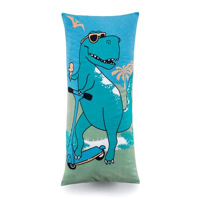 Fronha Body Pillow Infantil Altenburg Mundo Kids Malha Fio Penteado 30cm x 65cm Dino Funny