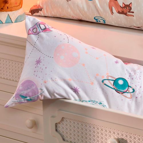 Travesseiro Body Pillow Altenburg Mundo Kids Malha Fio Penteado Festa Na Lua 30cm x 65cm Branco