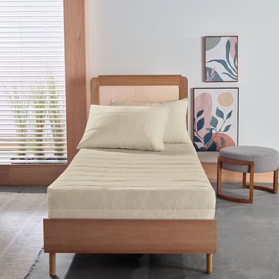 Colcha Slip Solteiro Altenburg Malha Fio Penteado 100% Algodão Bege