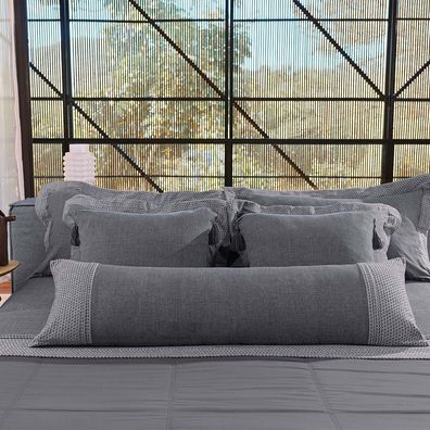 Jogo de Fronha Altenburg Haus Chambray de Algodão Spectro 50cm x 90cm Cinza