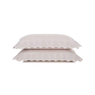 Jogo de Fronhas Altenburg Bordados em Cetim 300 Fios Ville 50cm x 90cm Bege