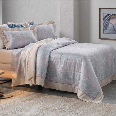 Jogo de Edredom Casal Altenburg Cetim Sublime 300 Fios Sunset Plaid
