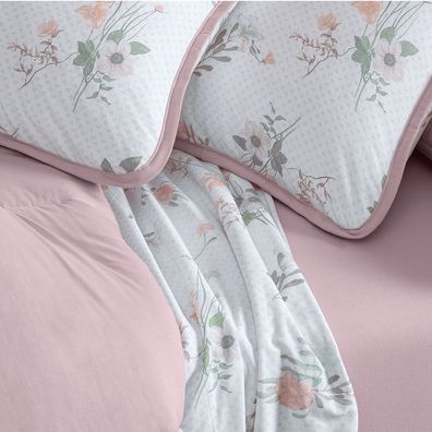 Jogo de Cama Queen 4 Peças Altenburg Malha Fio Penteado 100% Algodão Flower Summer