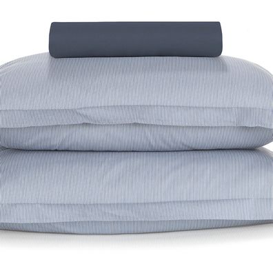 Jogo de Cama Simples Casal 3 peças Altenburg Percal 180 Fios Neutral Azul