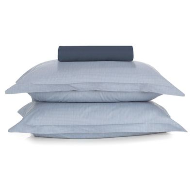 Jogo de Cama Simples Casal 3 peças Altenburg Percal 180 Fios Neutral Azul