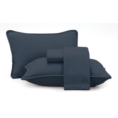 Jogo de Cama Queen 4 peças Altenburg Malha Fio Penteado Azul