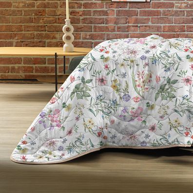 Jogo de Colcha Queen Altenburg Toque Acetinado Flores do Campo