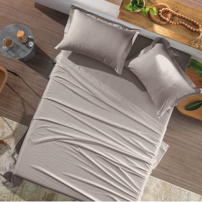 Jogo de Cama Solteiro 3 peças Altenburg Toque Acetinado Cimento Queimado