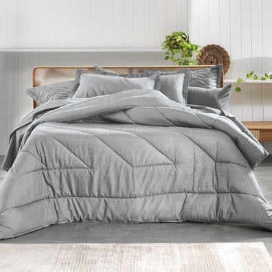 Edredom Queen Altenburg Toque Acetinado Slim Cinza