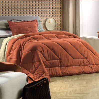 Edredom Casal Altenburg Malha Fio Penteado Laranja Autumn
