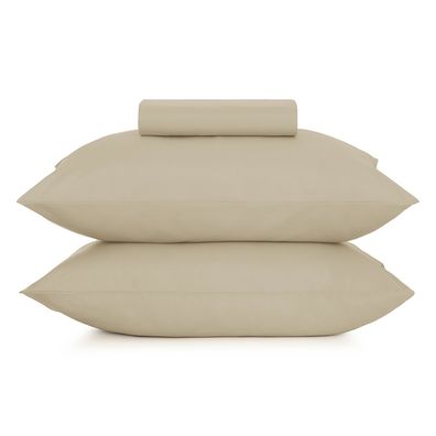 Jogo de Cama Simples Altenburg Liso Toque Acetinado Bege Tan