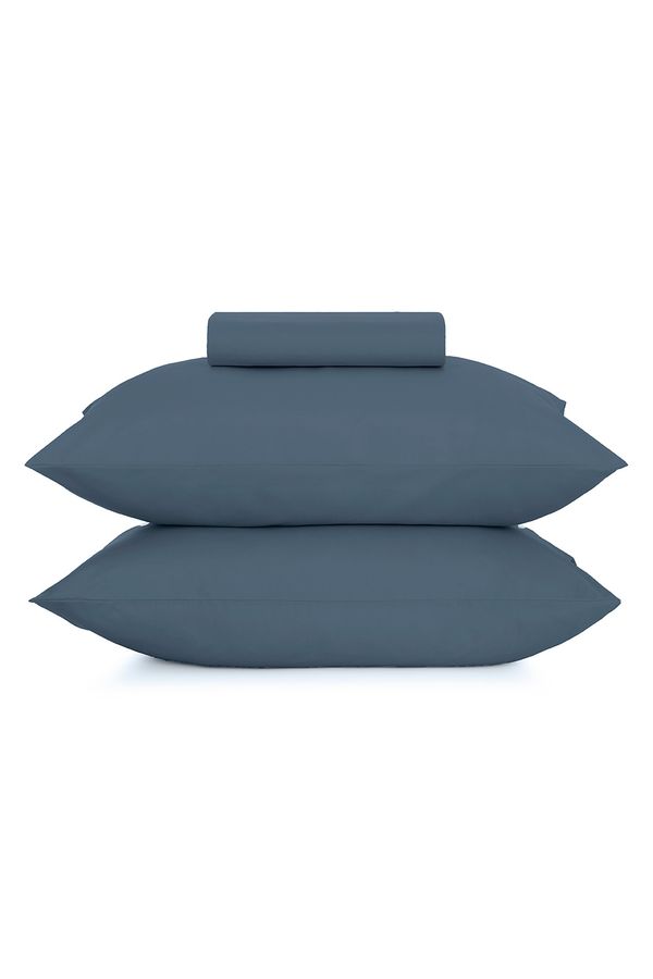 Jogo Cama Simples Altenburg 3pc Liso Toque Acetinado Azul Dimensão