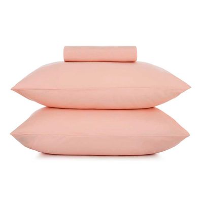 Jogo Cama Simples Altenburg 3pc Liso Toque Acetinado Rosa Lunar