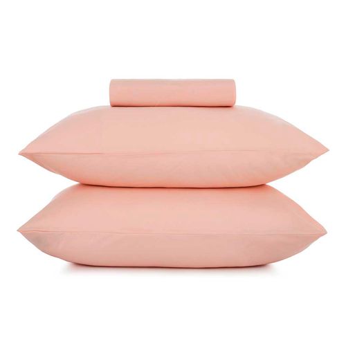 Jogo Cama Simples Altenburg 3pc Liso Toque Acetinado Rosa Lunar