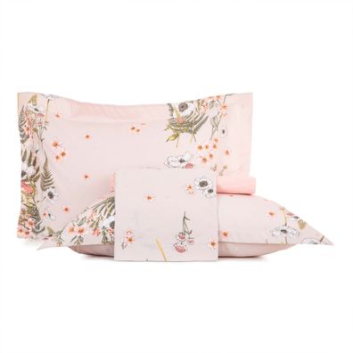 Jogo de Cama Queen 4 peças Altenburg Percal 180 Fios Wild Garden  Rosa