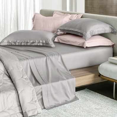 Jogo de Cama Casal Altenburg Cetim 300 Fios Allure Cinza