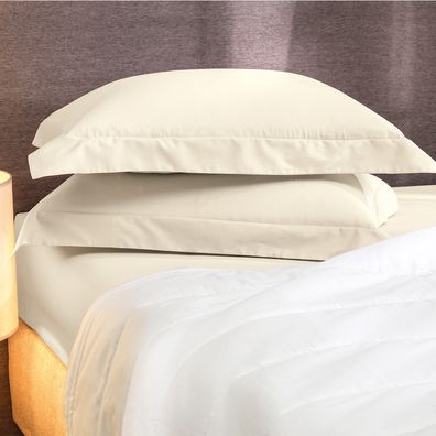 Lençol com Elástico Casal  Altenburg Algodão Lux 200 Fios  Bege Delavé