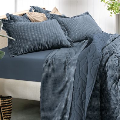 Jogo de Cama Simples Solteiro 2 Peças Toque Acetinado Slim Azul