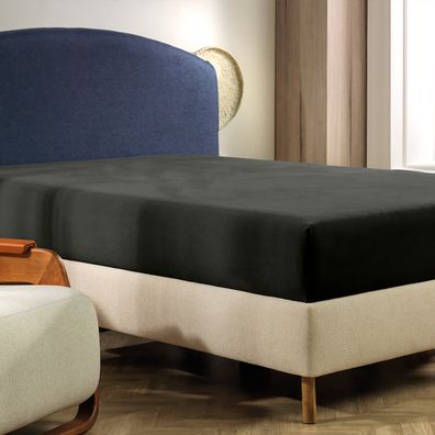Lençol com Elástico Casal  Altenburg Malha Fio Penteado Preto Primitivo