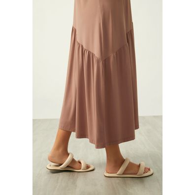 Vestido ZU Manga Curta Bulevar Marrom Avelã G