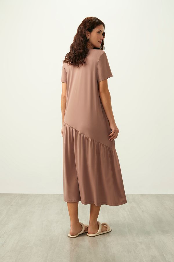 Vestido ZU Manga Curta Bulevar Marrom Avelã M