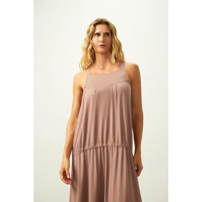 Vestido ZU com Alças Bulevar Marrom Avelã G/GG